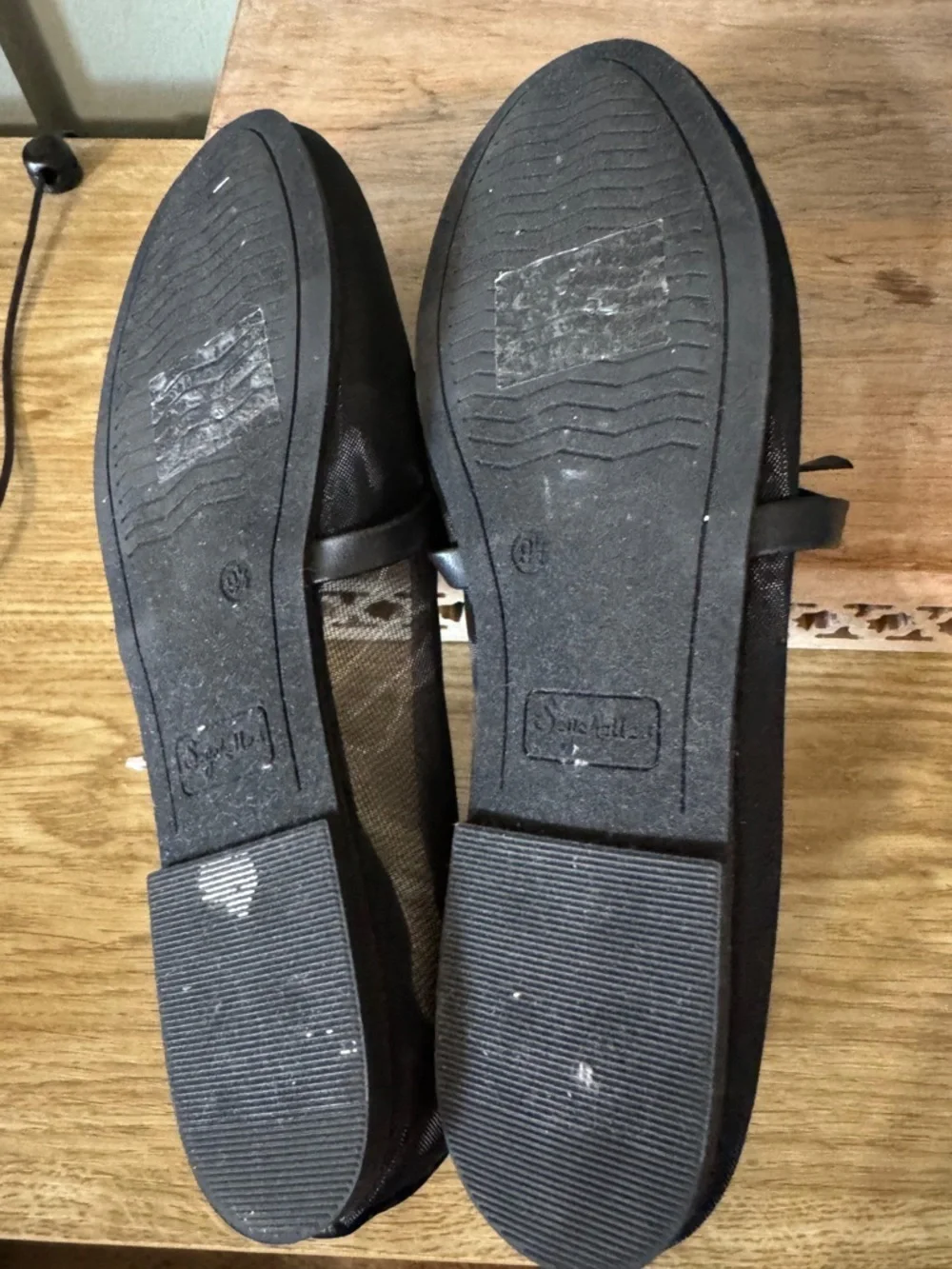 Seychelles Black Mesh Ballet Flats Bow Memory Foam Size 10